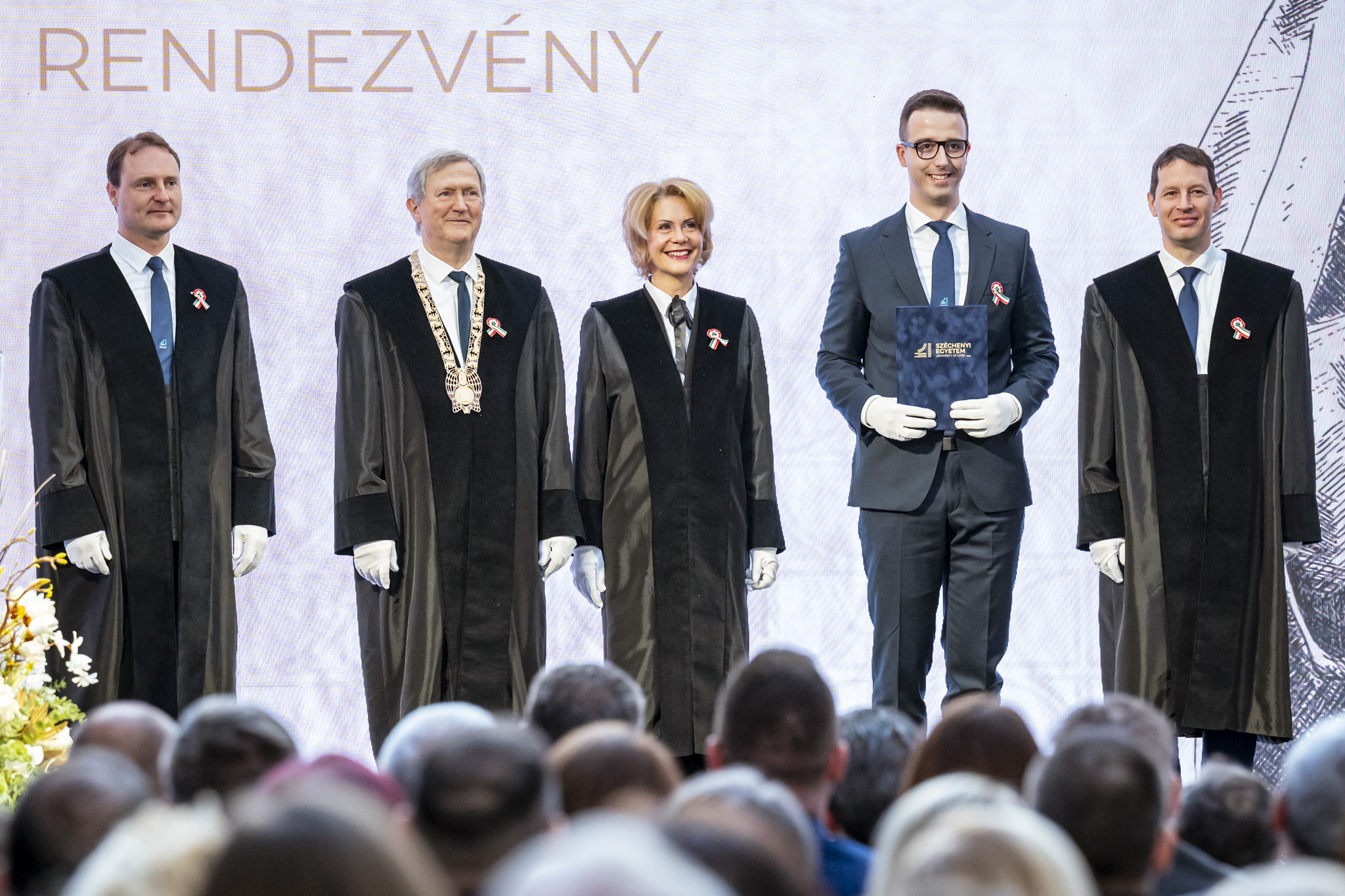 Gallery of award recipients: The ceremony also provided an opportunity to present the prestigious recognitions of Széchenyi István University. (Photo: András Adorján, Gergely Nagy / Széchenyi István University)